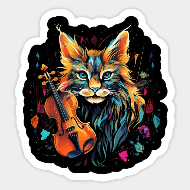 Caracal Playing Violin Sticker by JH Mart